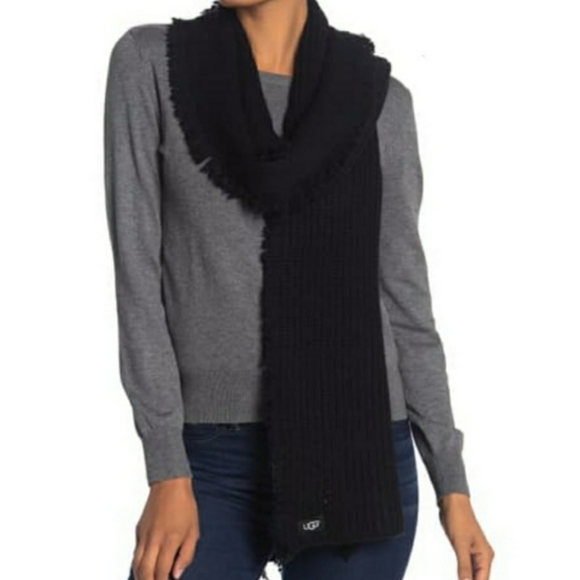 UGG Accessories - UGG Knit Fringe Trim Scarf Black